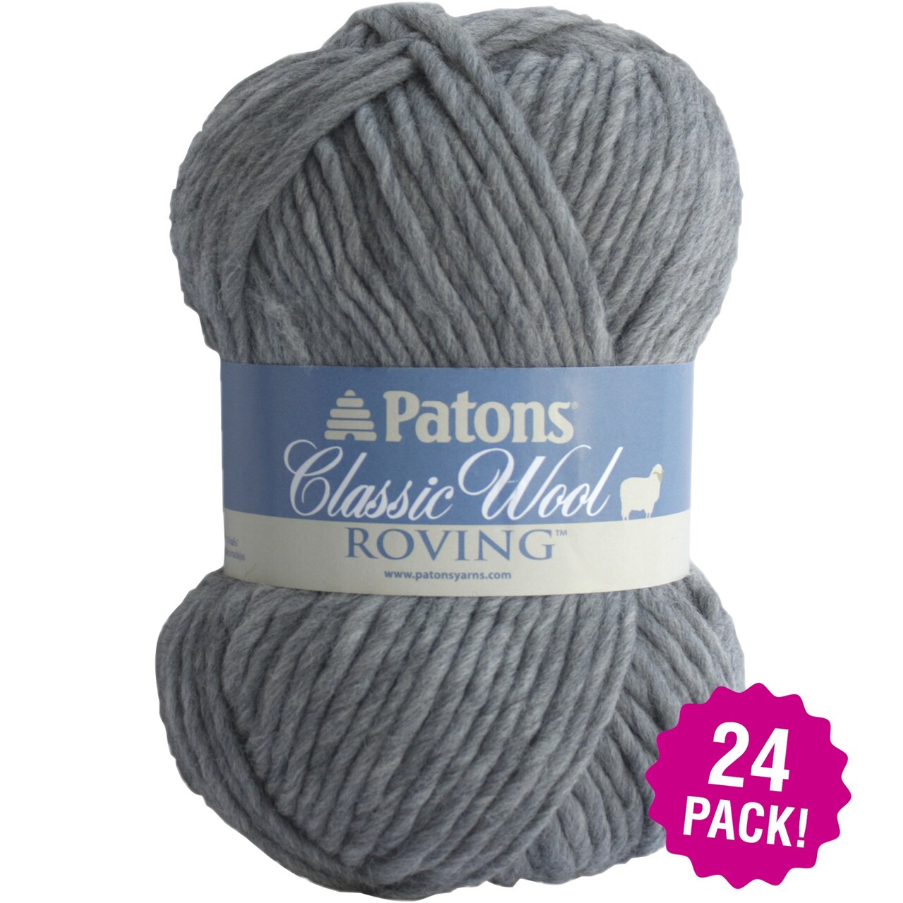 Multipack of 24 - Patons Classic Wool Roving Yarn-Grey